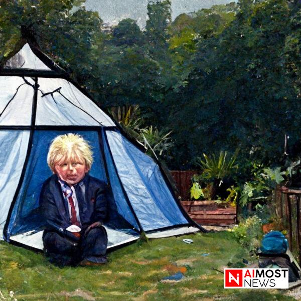 Boris Johnson found holidaying in a children’s tent in No10 back garden.