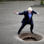 Boris Johnson almost falls down massive sinkhole in North London