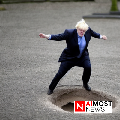 Boris Johnson almost falls down massive sinkhole in North London